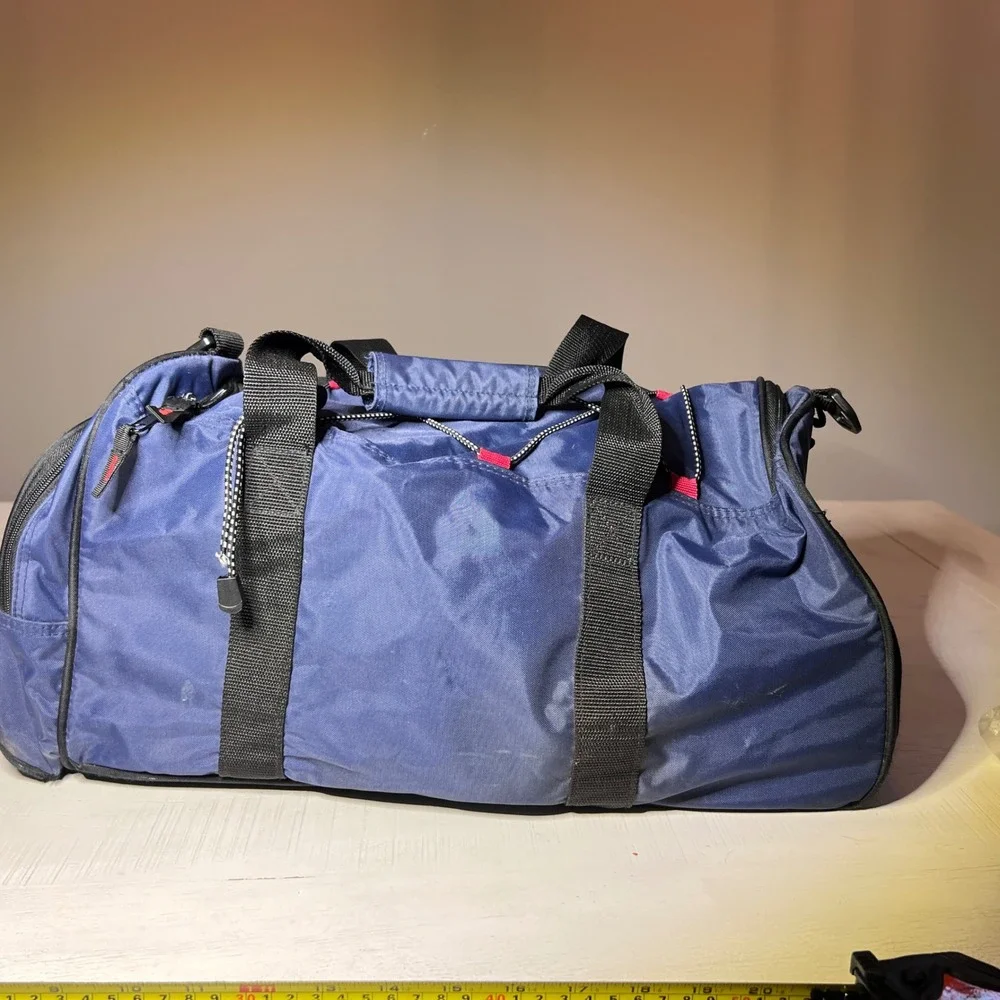 Vtg Disney Mickey Mouse American Flag Duffle Bag Travel Gym Blue Black Fan Giftt